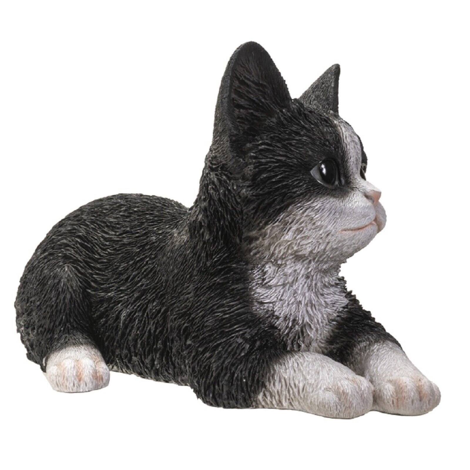 Back. Pacific Trading - Black and White Kitty Cat Lying Down Figurine 8.5 Inch - Multicolor.