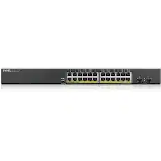 ZYXEL GS1900-26GP
24 x 10/100/1000Base-T RJ45 ports
2 x SFP ports
Power over Ethernet (PoE) supported
Power consumption: 15W
Dimensions: 440 x 140 x 44 mm
