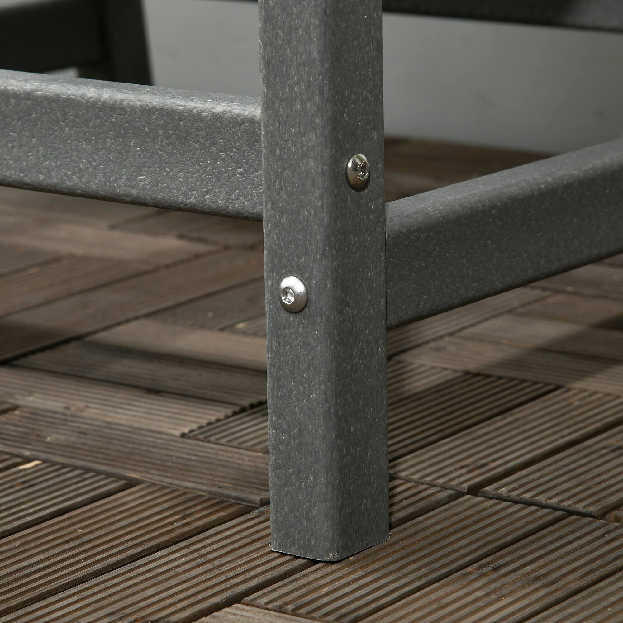 Alt View 8. Outsunny - All-Weather Patio Chairs Set of 2, HDPE Patio Dining Chair Set, Heavy Duty Wood-Like Outdoor Furniture for Garden - Gray.