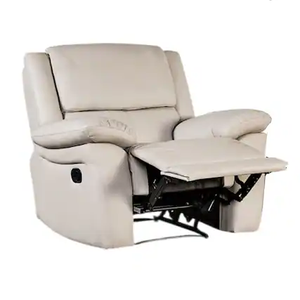 Front. Manhattan Lane - Larus Manual Recliner Chair, Pillow Top Arms, Off White Leather Match - Off White, Black.
