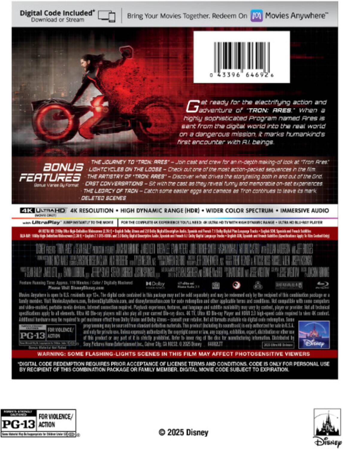 Alt View 1. Tron: Ares   - 4K Blu-Ray.