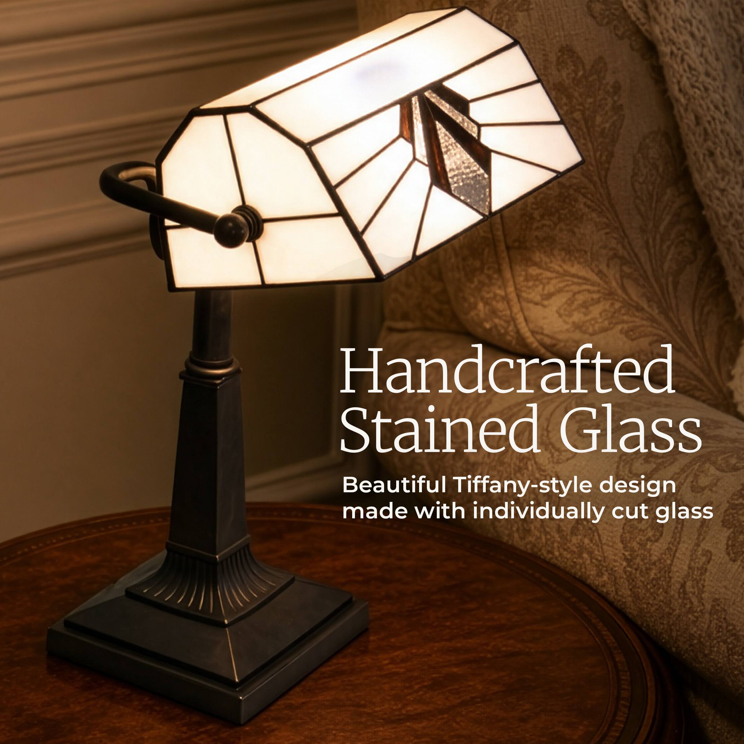 Handcrafted Stained Glass  
Beautiful Tiffany-style design made with individually cut glass