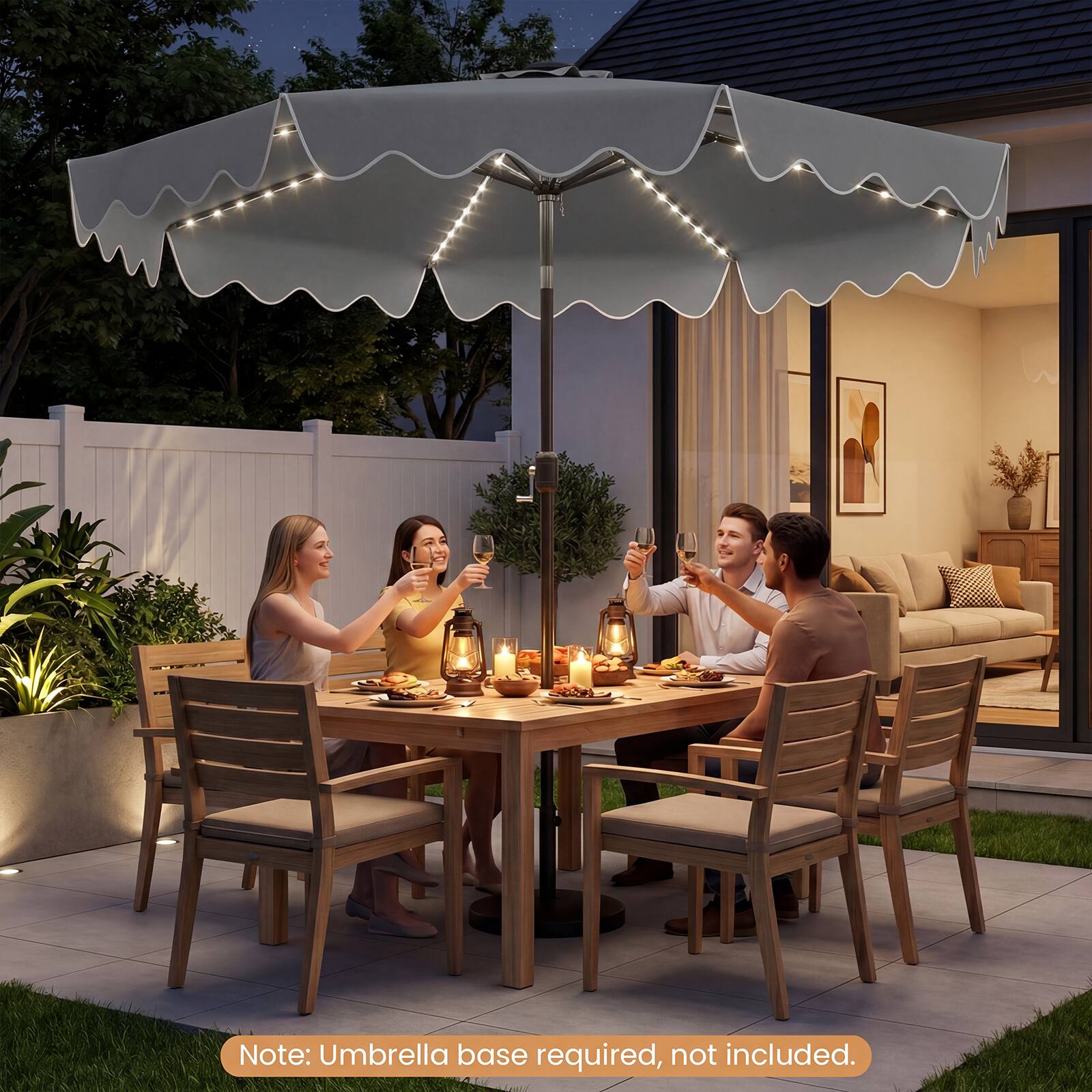Note: Umbrella base required, not included.
