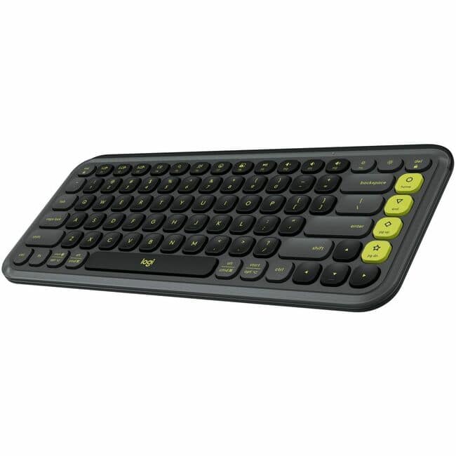 Logitech - POP ICON KEYS Wireless Bluetooth Keyboard, Comfortable Typing, Programmable Keys, Easy-Switch Between up to 3 - Graphite,Green