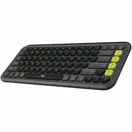 Logitech - POP ICON KEYS Wireless Bluetooth Keyboard, Comfortable Typing, Programmable Keys, Easy-Switch Between up to 3 - Graphite,Green