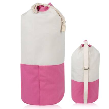 Front. Cozy Serene - Single shoulder Backpack style Laundry Bag With Shoulder Strap And Pockets Made Of Durable Canvas Material Drawstring - Default.