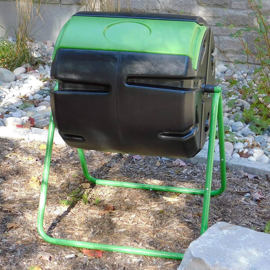 FCMP Outdoor HOTFROG 37 Gallon Plastic Single Roto Tumbling Composter ...