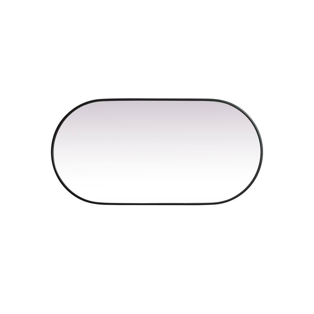 Back. Elegant Decor - Metal Frame Oval Mirror 24x48 Inch in Black - Black.