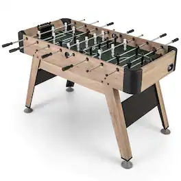 Costway - 54" Foosball Table with 2 Balls & 26 Players 2 Bead Style Scorers for Game Rooms - Natural