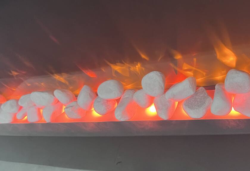 Alt View 1. PexFix - 48 Inch Curved Front Wall-Mounted Electric Fireplace, Multi-Color Flame & Ember Bed, Remote Control for Living Room.