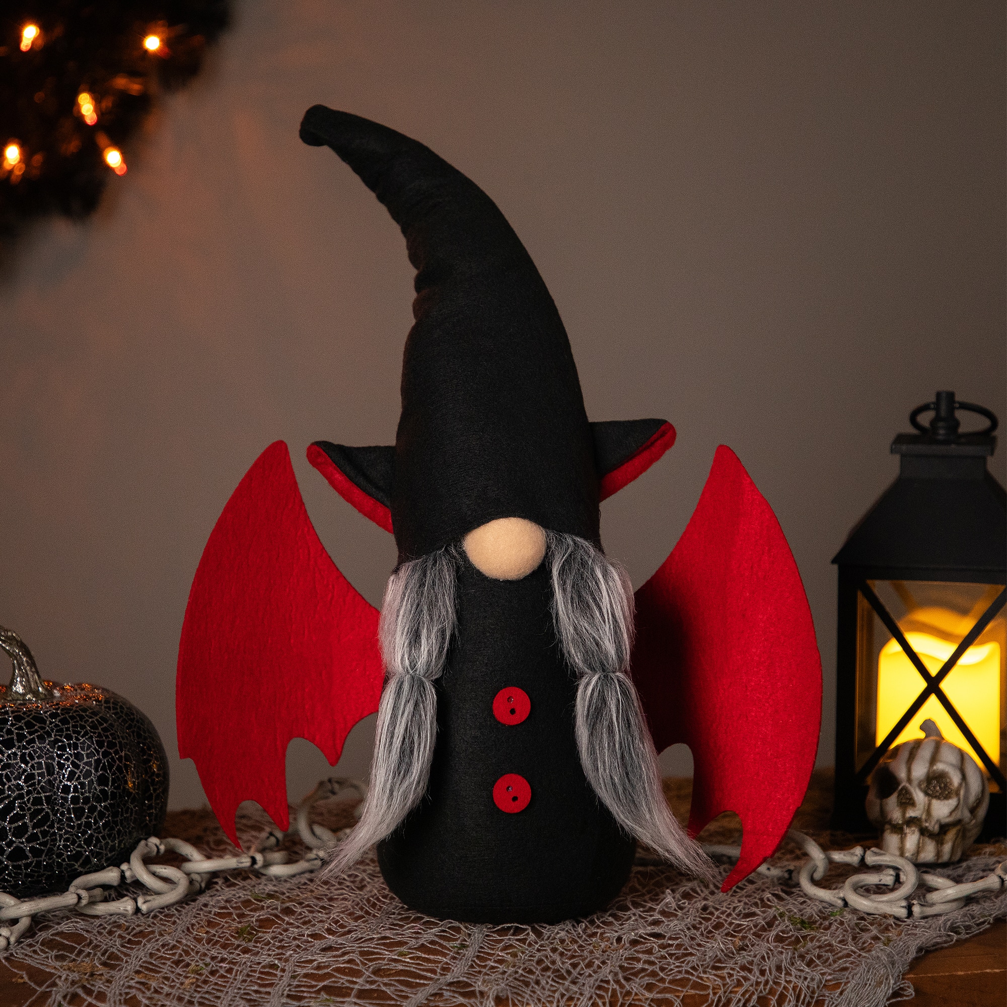 Northlight - Bat Girl Gnome with Pigtails and Wings Halloween Figure - 17" - Black