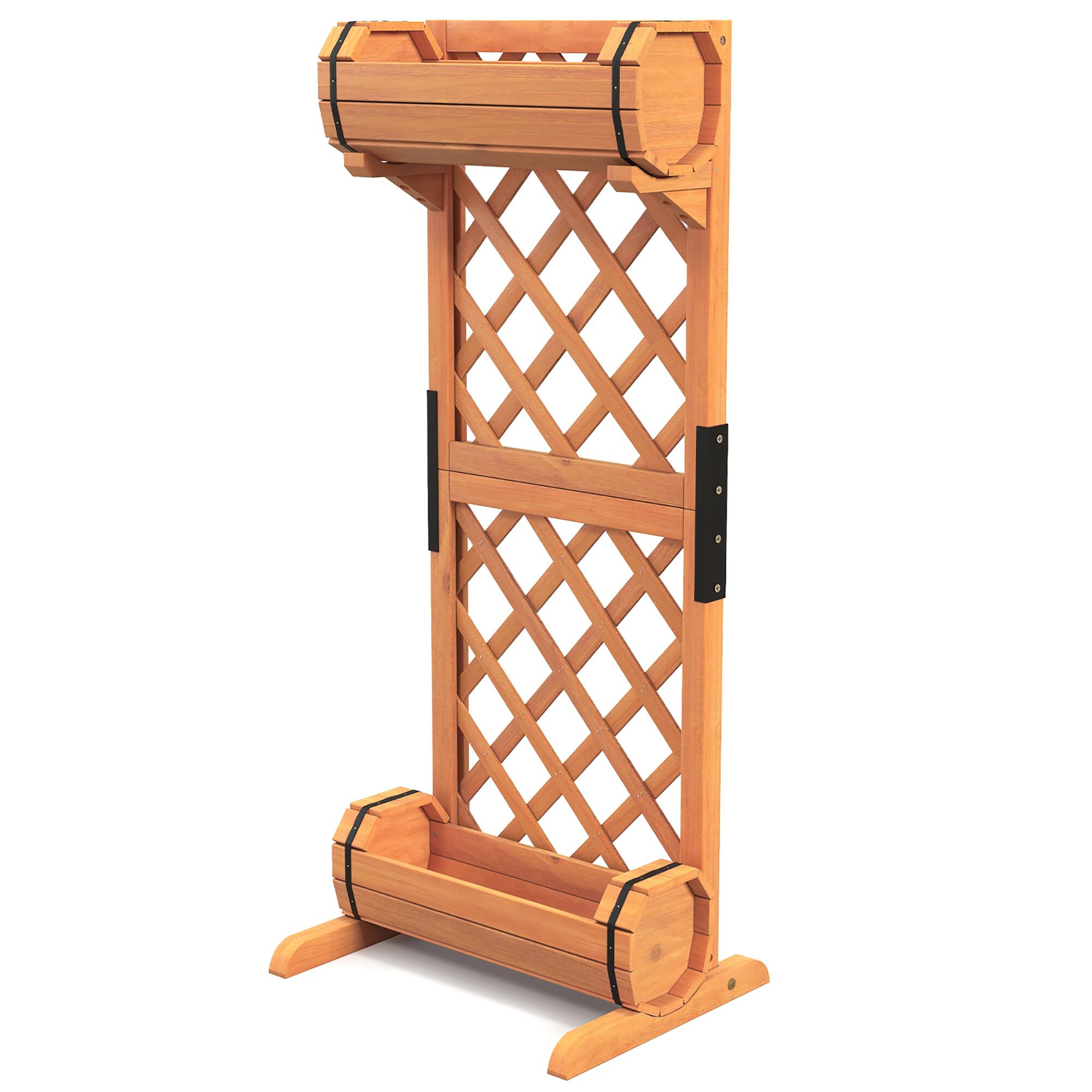 Alt View 9. Gymax - Gymax 2-Tier Raised Planter Garden Wooden Bed w/ 2 Cylindrical Planter Boxes - Orange.