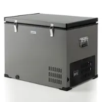 Costway - 90 QT Car Refrigerator Portable Travel Freezer w/ Compressor DC 12/24V & AC - Gray - Front_Zoom