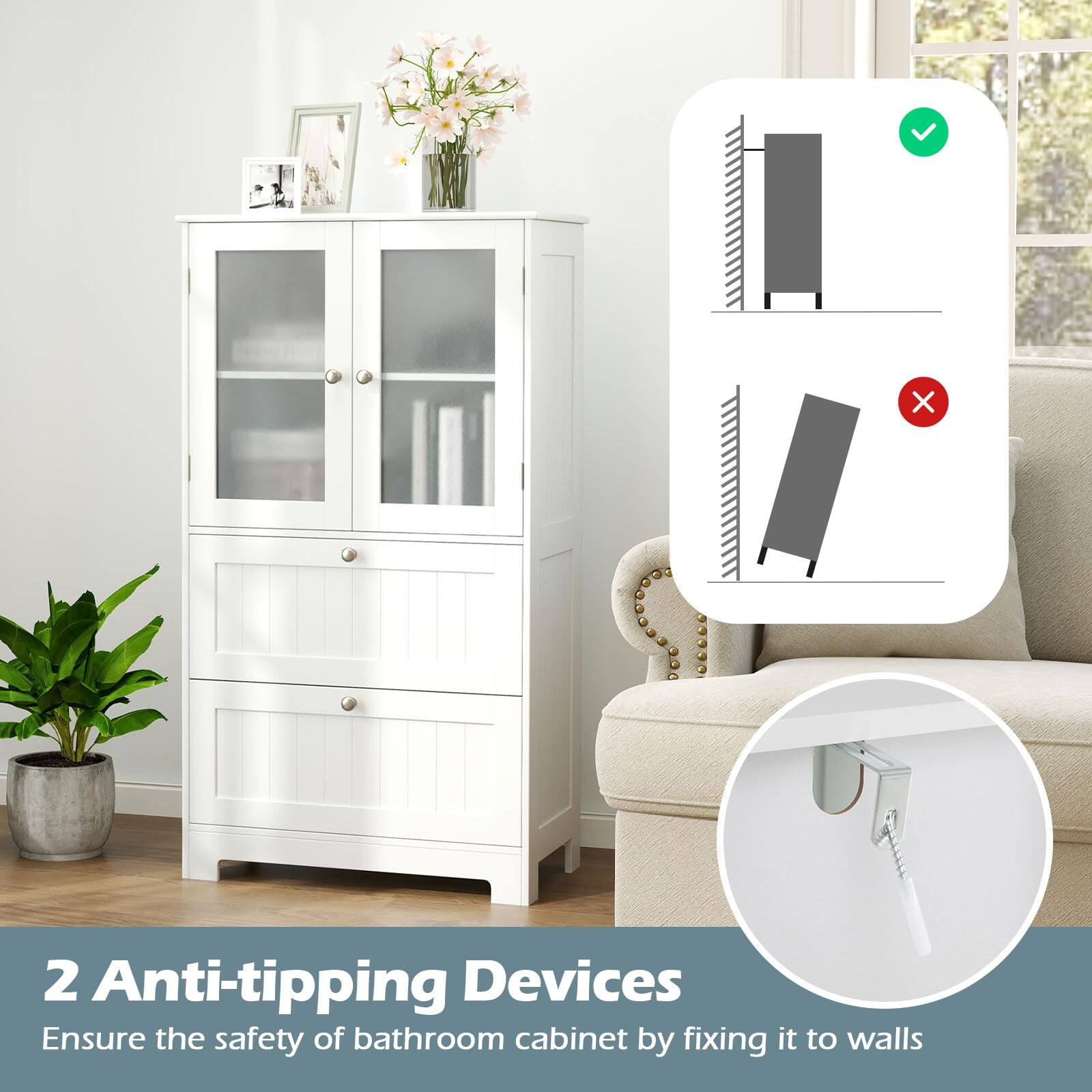 2 Anti-tipping Devices  
Ensure the safety of bathroom cabinet by fixing it to walls