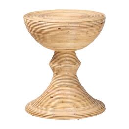 bali & pari - Brookwood End Table : Handcrafted Wicker Sculptural Accent Table with Pedestal Base - Natural Rattan
