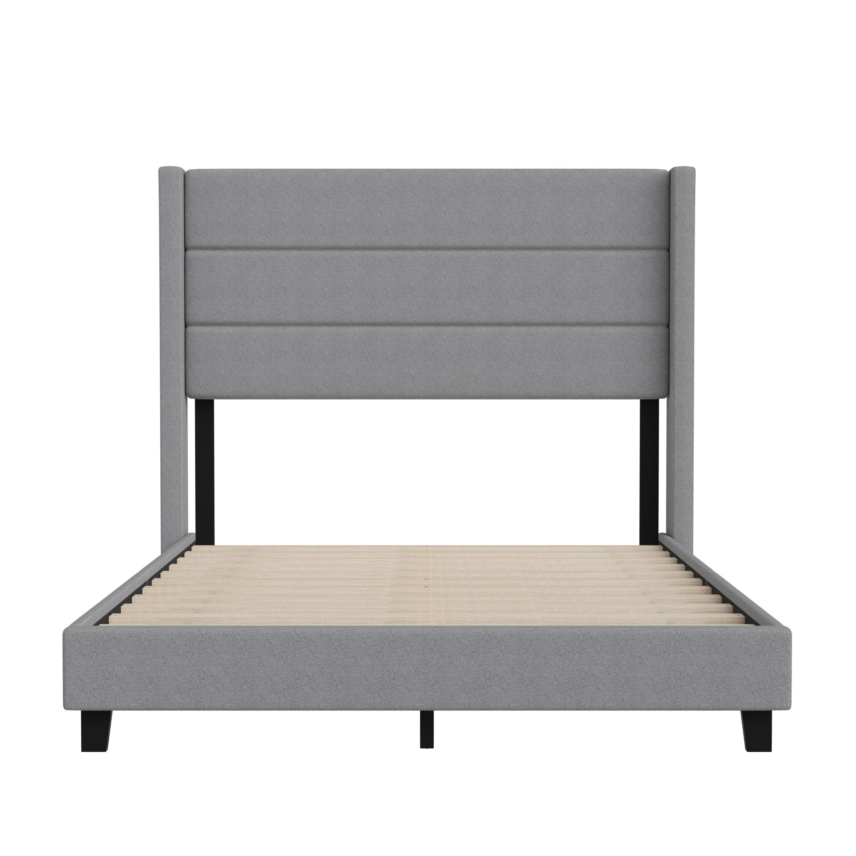 Alt View 9. Emma + Oliver - Upholstered Platform Bed with Wingback Headboard - Gray.