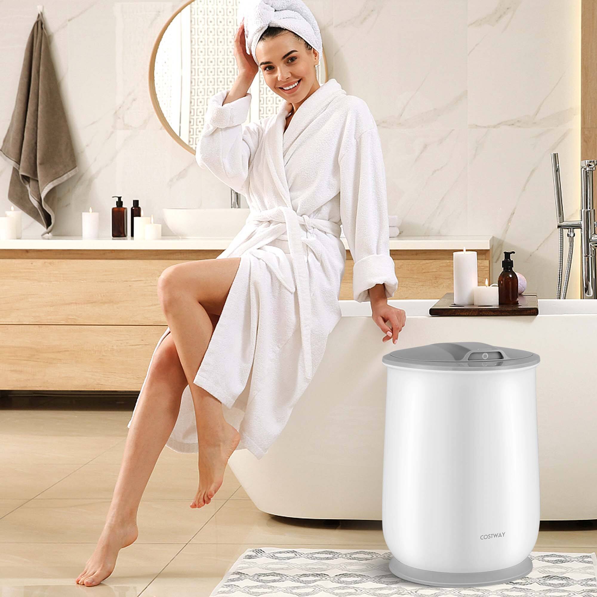 Alt View 3. Costway - Costway Towel Warmer Bucket  Bathroom 21L Towel Heater with Flip-top Lid & Auto Shut Off - Gray.