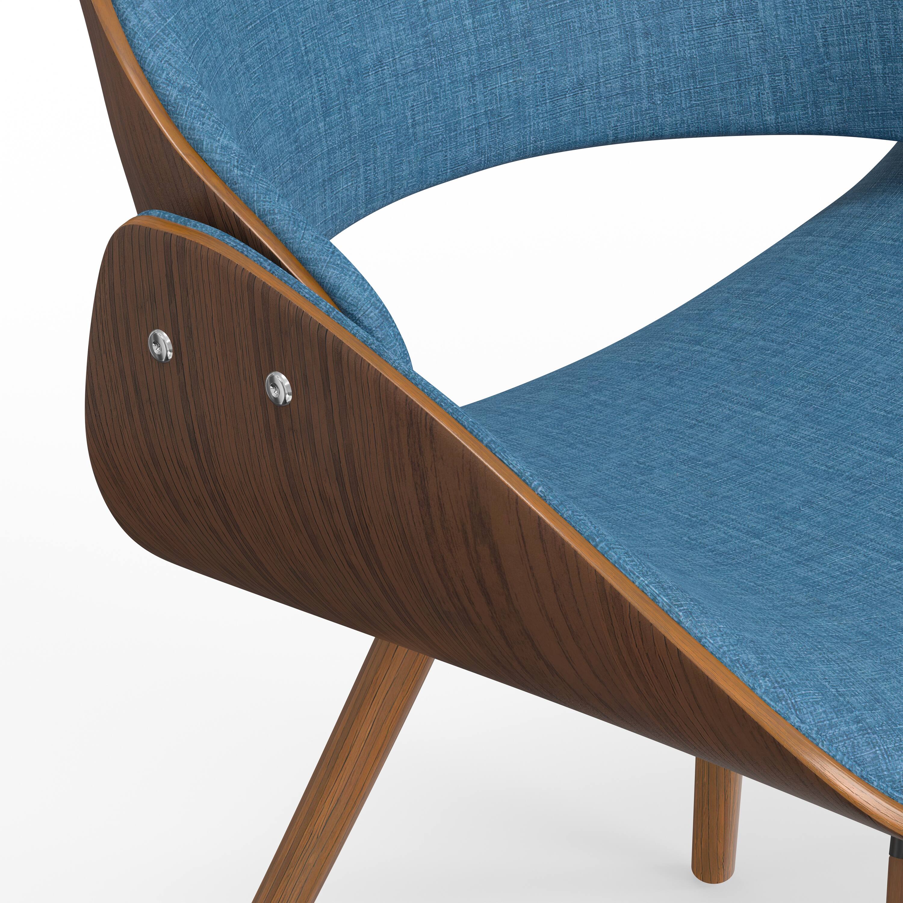 Alt View 2. Simpli Home - Malden Bentwood Dining Chair with Wood Back in Blue Linen Look Fabric - Blue.