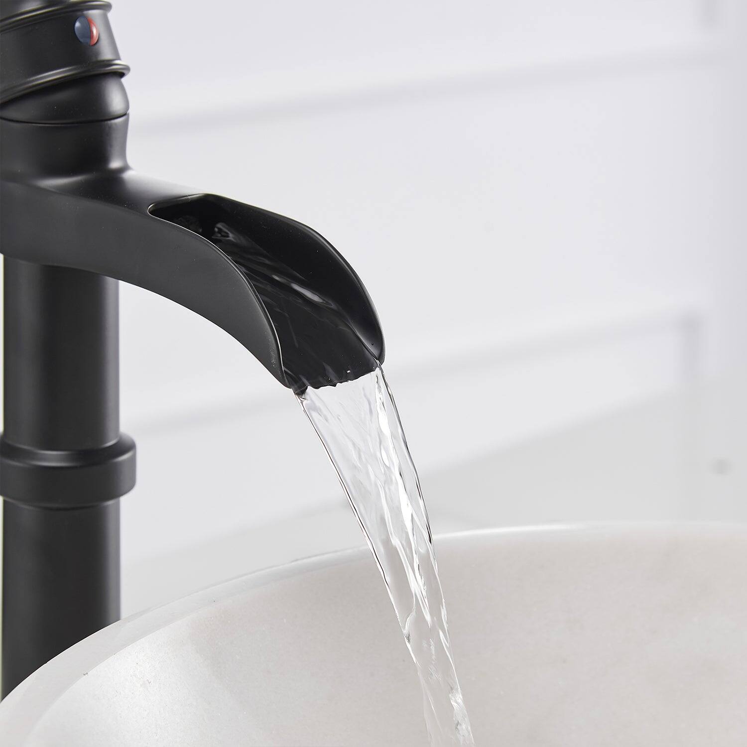 Alt View 9. Boyel Living - Waterfall Single Hole Single-Handle Vessel Bathroom Faucet with Pop-up Drain in Matte Black - Matte Black.