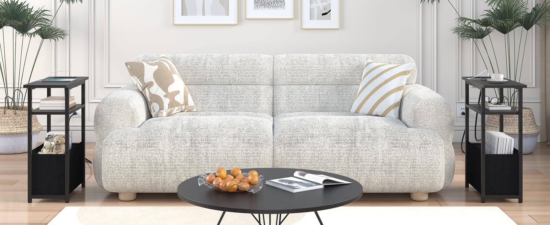 Alt View 4. VEGA AUTOMOTIVE - Narrow Side Table With Charging Station Set Of 2 End For Spaces Skinny Nightstands 2 Storage Basket 3 Tier ... - Black.