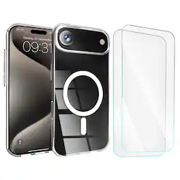 Entronix - iPhone 17 Air Bundle: Magnetic Case & 2 Screen Protectors - Clear