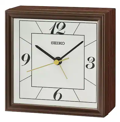Front. Seiko - Seiko 4" Seihokei Bedside Alarm - Brown - Brown.