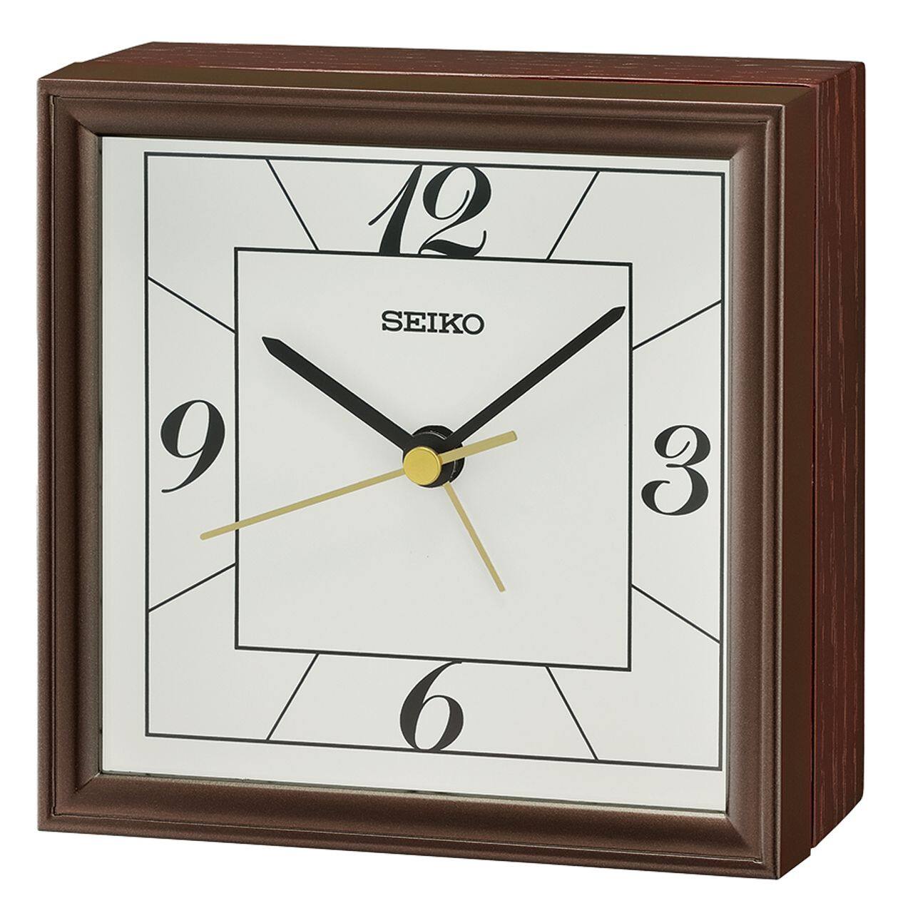 Front. Seiko - Seiko 4" Seihokei Bedside Alarm - Brown - Brown.