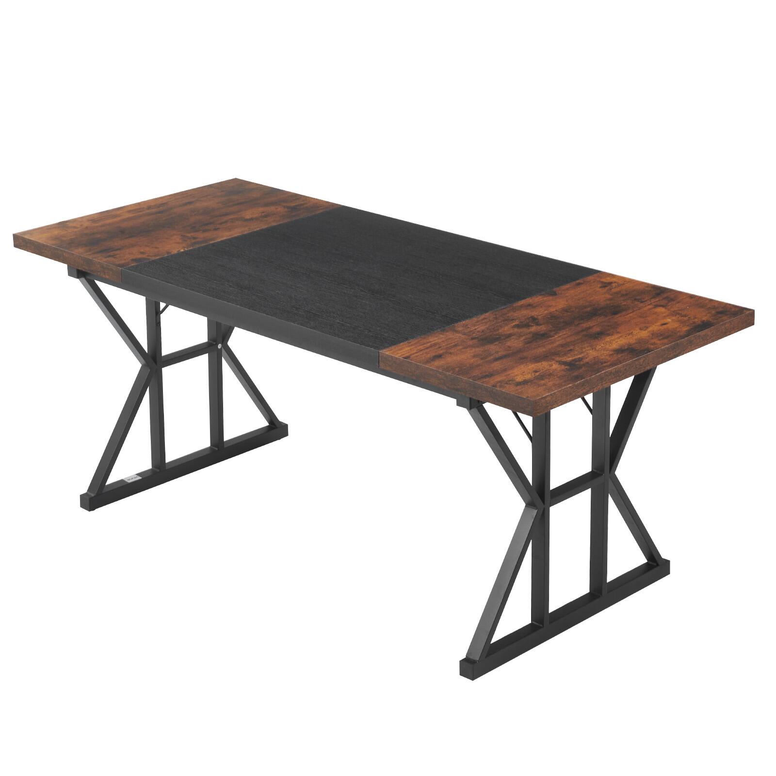 Alt View 5. VEVOR - Executive Desk 70.9 x 31.5 in, Large Computer Desk PC Workstation for Home Office, Modern Simple Wood Laptop Study Table - Black and Brown + Black Legs.