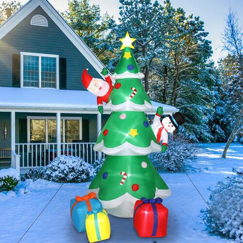Alt View 7. Winado - 8ft Inflatable Christmas Tree with Santa Claus,Snowman,Gift Boxes,9 LED Lights Blow Up Yard Decoration - Multicolor.