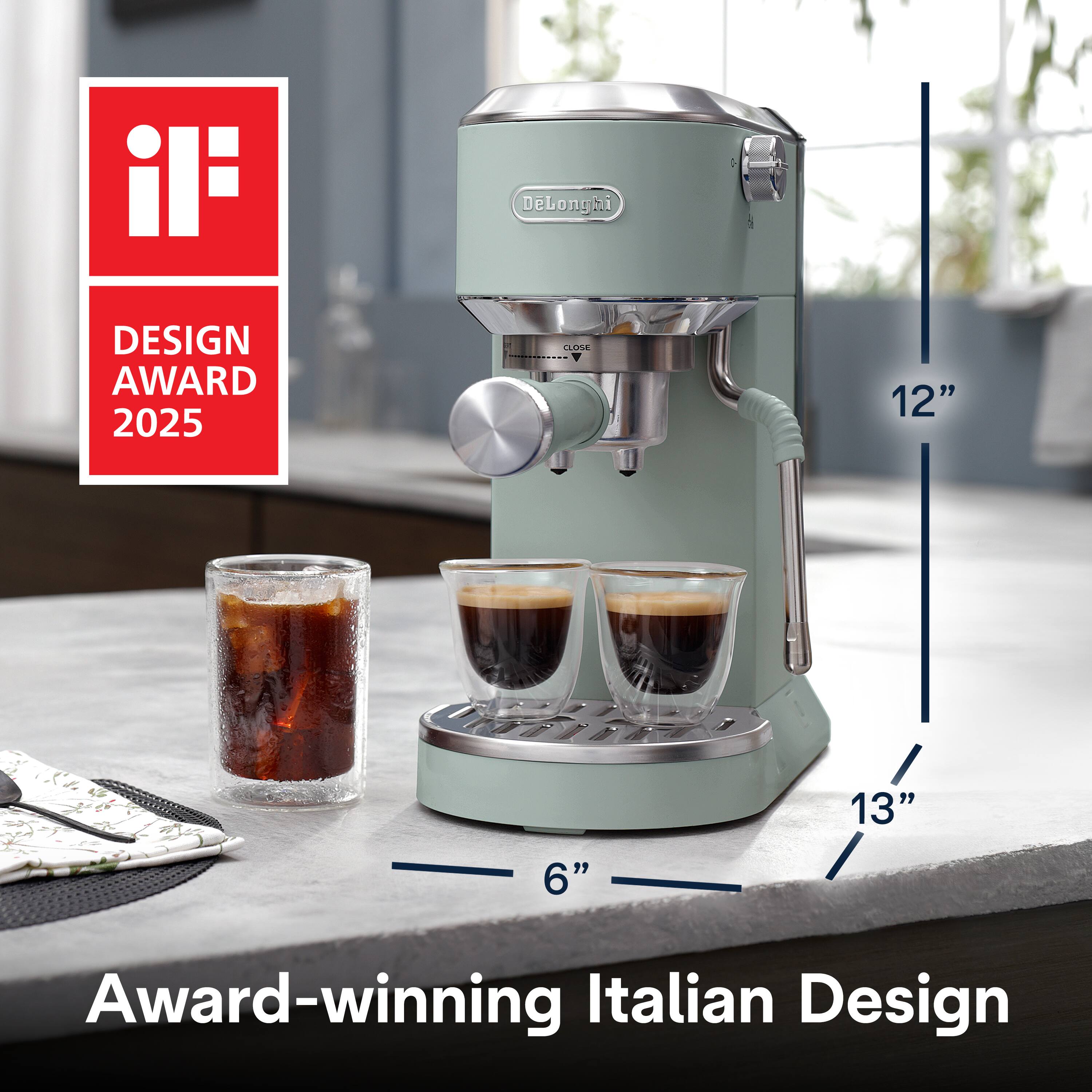 DeLonghi DESIGN AWARD 2025 CLOSE 12" 13" 6" Award-winning Italian Design