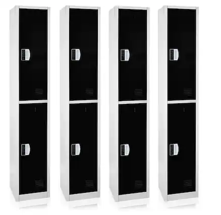 Front. AdirOffice - Storage Locker 629-Series 72" H 2-Tier Steel Digital Lock 2-Shelf Locker, 4/Pack - black.