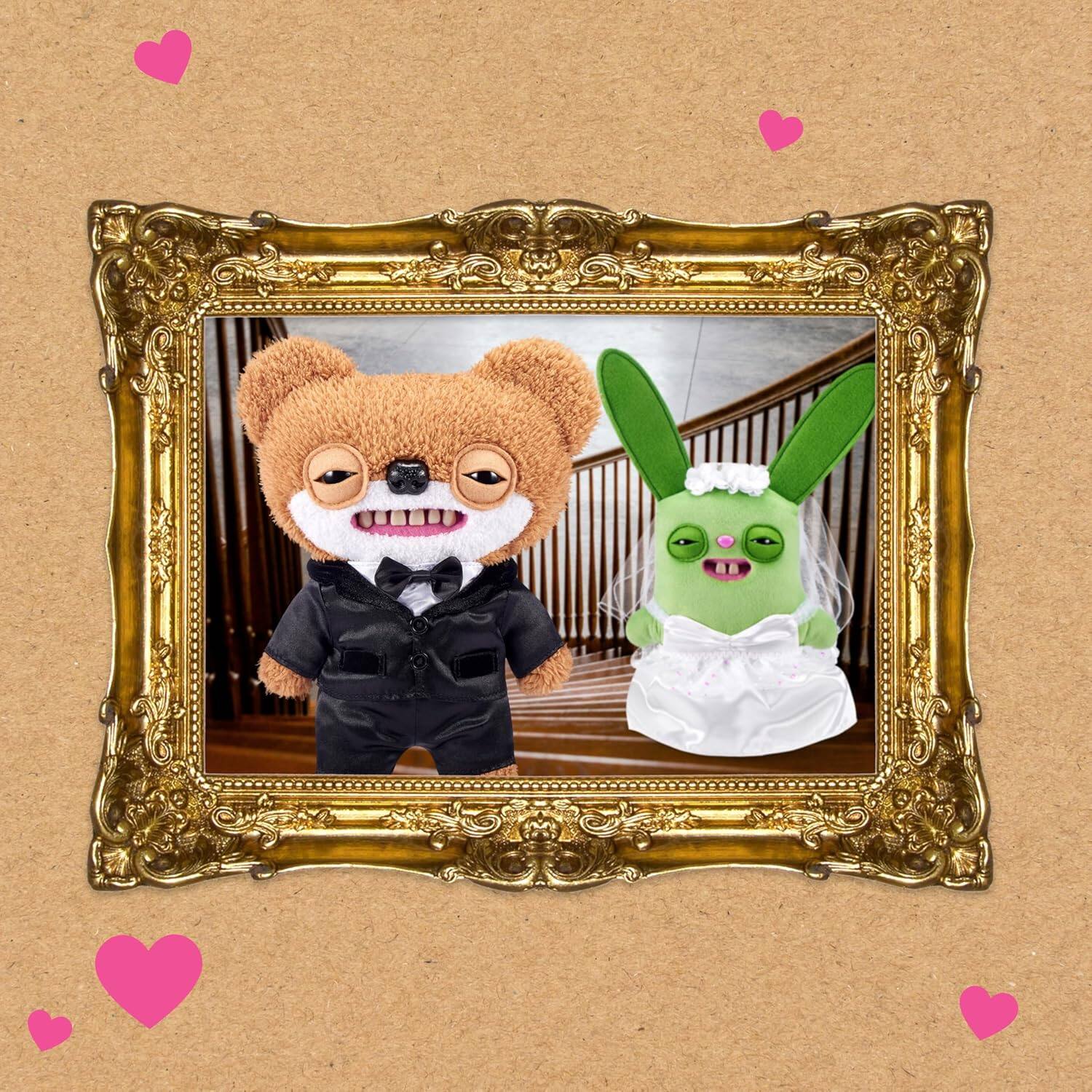 Alt View 1. Fuggler - Fuggler Wedding Fuggs 9-Inch Plush 2Pack by ZURU – Funny Ugly Monster Stuffed Animals with Human-Like Teeth & Tooth Ring - Assorted Pre-Pack.