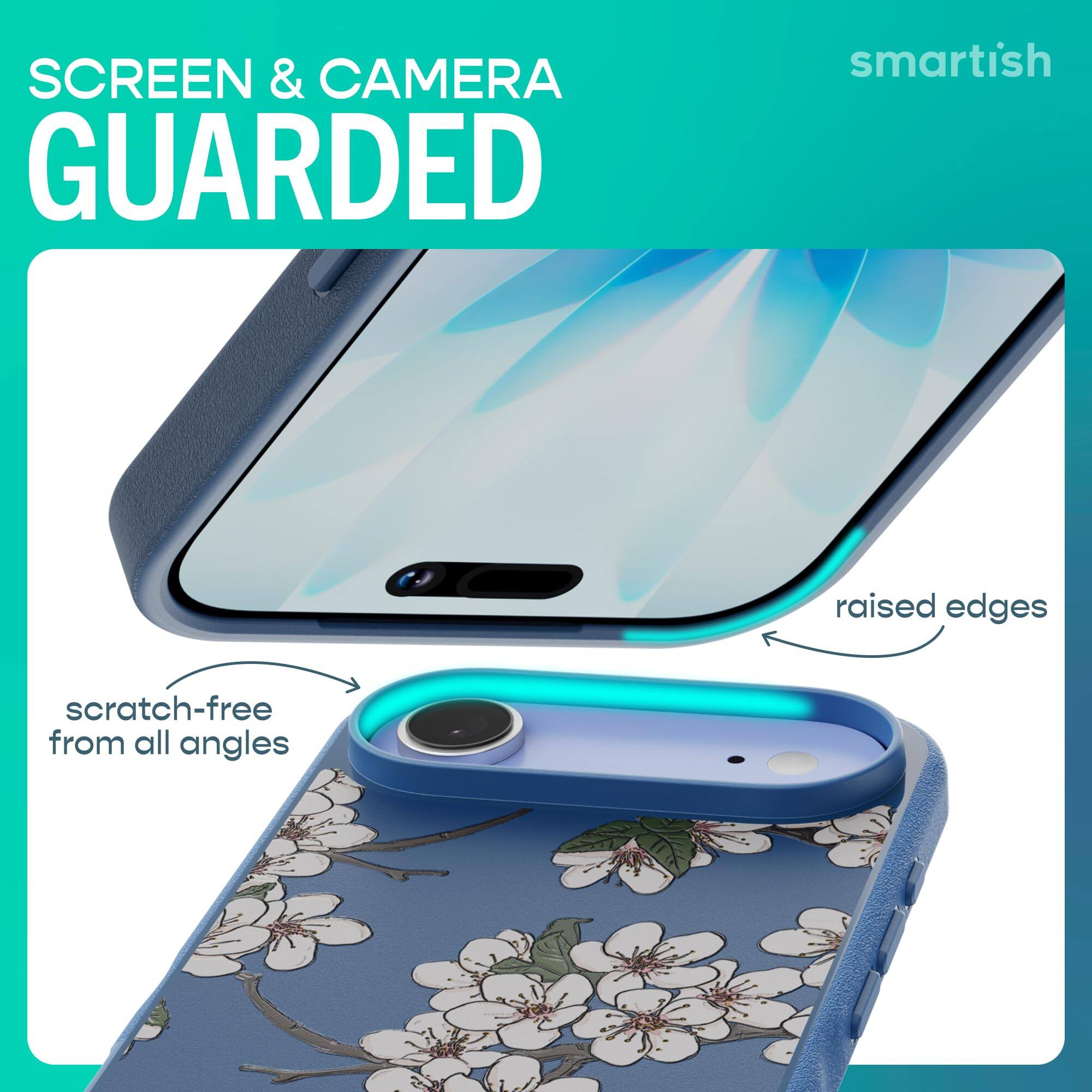 SCREEN & CAMERA GUARDED  
smartish  
raised edges  
scratch-free from all angles