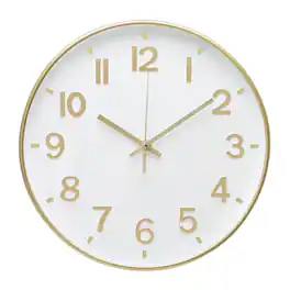 DORLUKFU - Wall Clock 12 Inch Modern Simple Quartz Decorative Clock Non-Ticking Silent Battery Operated Round Wall - White-gold