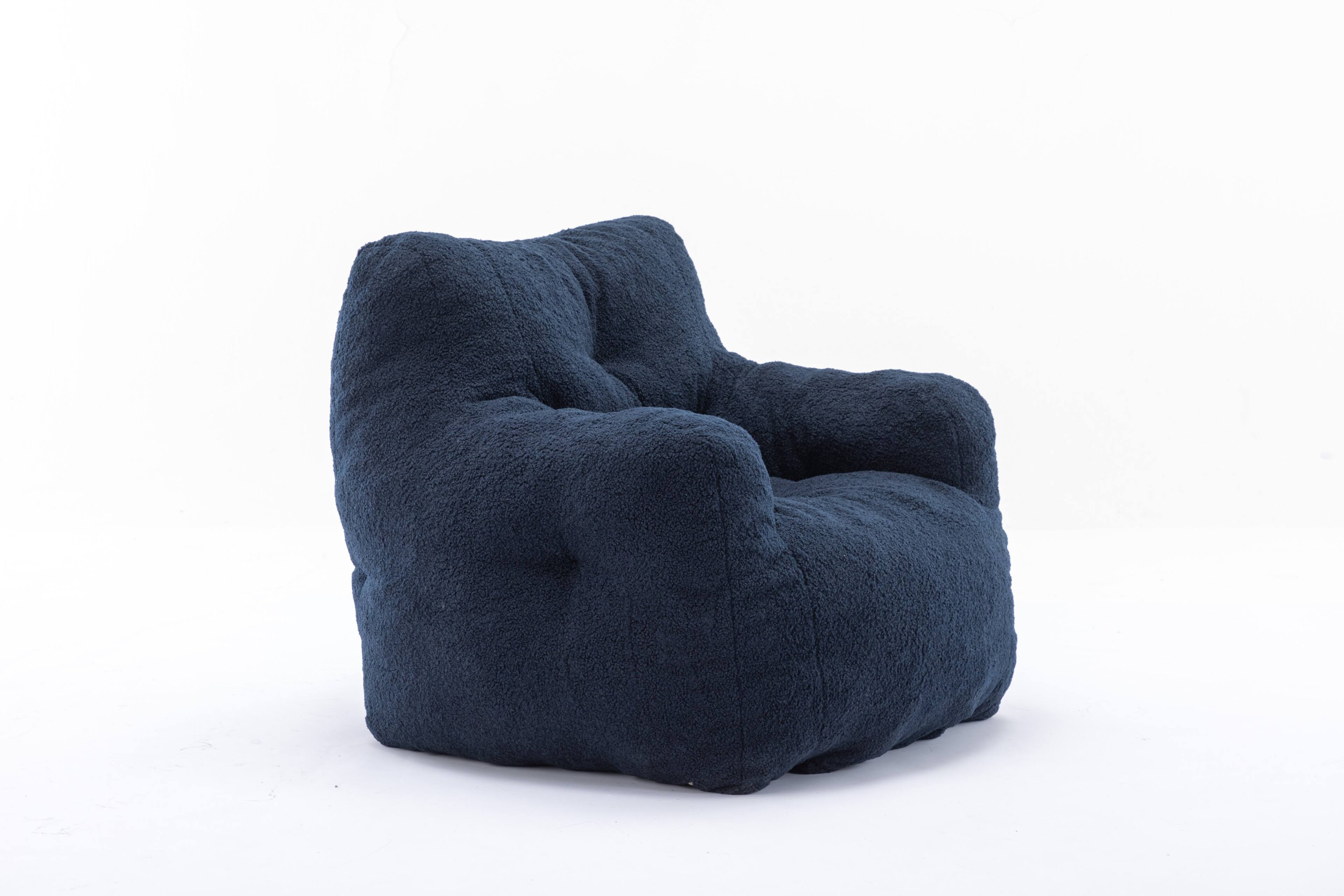 Alt View 7. GOODSILO - Luxury Plush Bean Bag Chair with Ergonomic Support - Soft Teddy Fabric and Memory Foam Filling for Ultimate Comfort - Dark Blue.