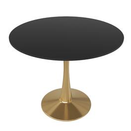 LeisureMod - Bristol 31" Round Minimalist Dining Table, Sintered Stone or MDF Top - Space-Saving Pedestal Base Kitchen & Cafe Table - MDF - Black