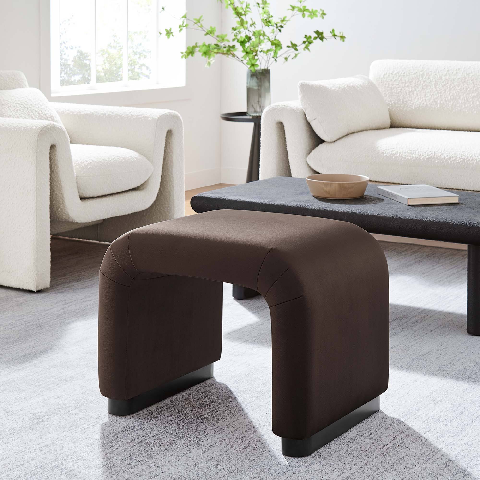 Alt View 2. Modway - Koda Performance Velvet Waterfall Stool by Modway - Black Chocolate Brown.