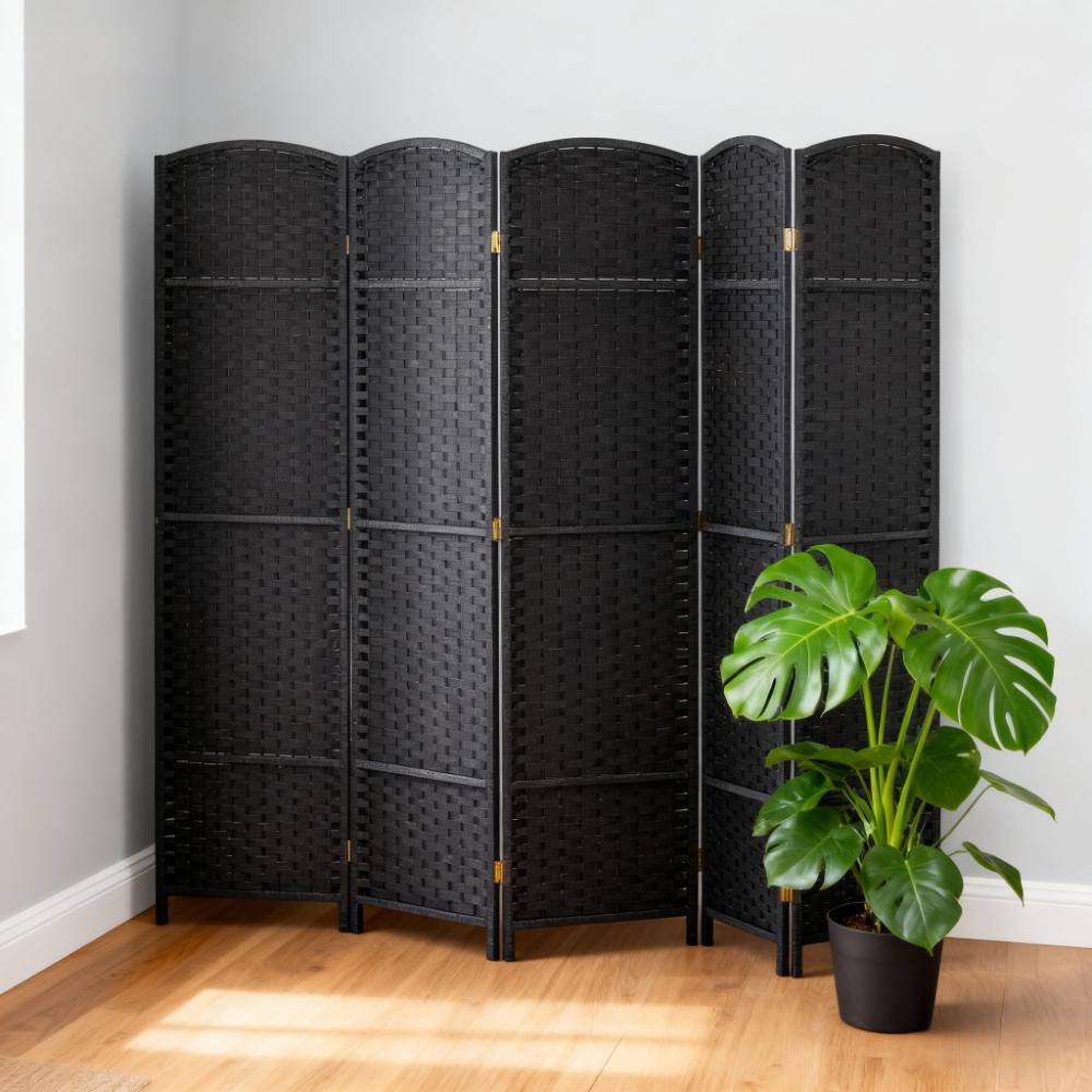 Angle. COWLOWN - 8 Panel Folding Room Divider Privacy Screen Freestanding for Living Room and Bedroom - Natural.