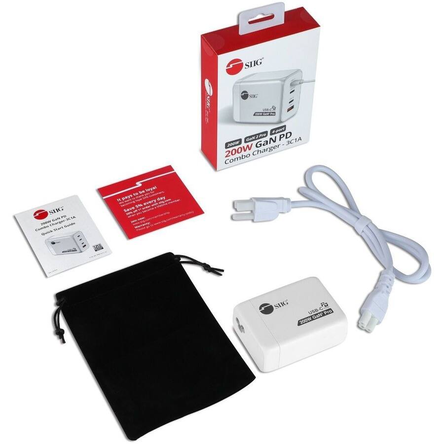 SIG
SDG
USBC 100% GaN Pro
Pro 4-port GoN2 GaN PD 3C1A 200W 200W Combo Charger
SIIG PD 200W Charger-3C1A GaN Combo Start Guide Quick
It pays to be loyal every day We becoming with 5% order , Save 20% The you 1
SHG USB-C PD GaN' Pro 200W