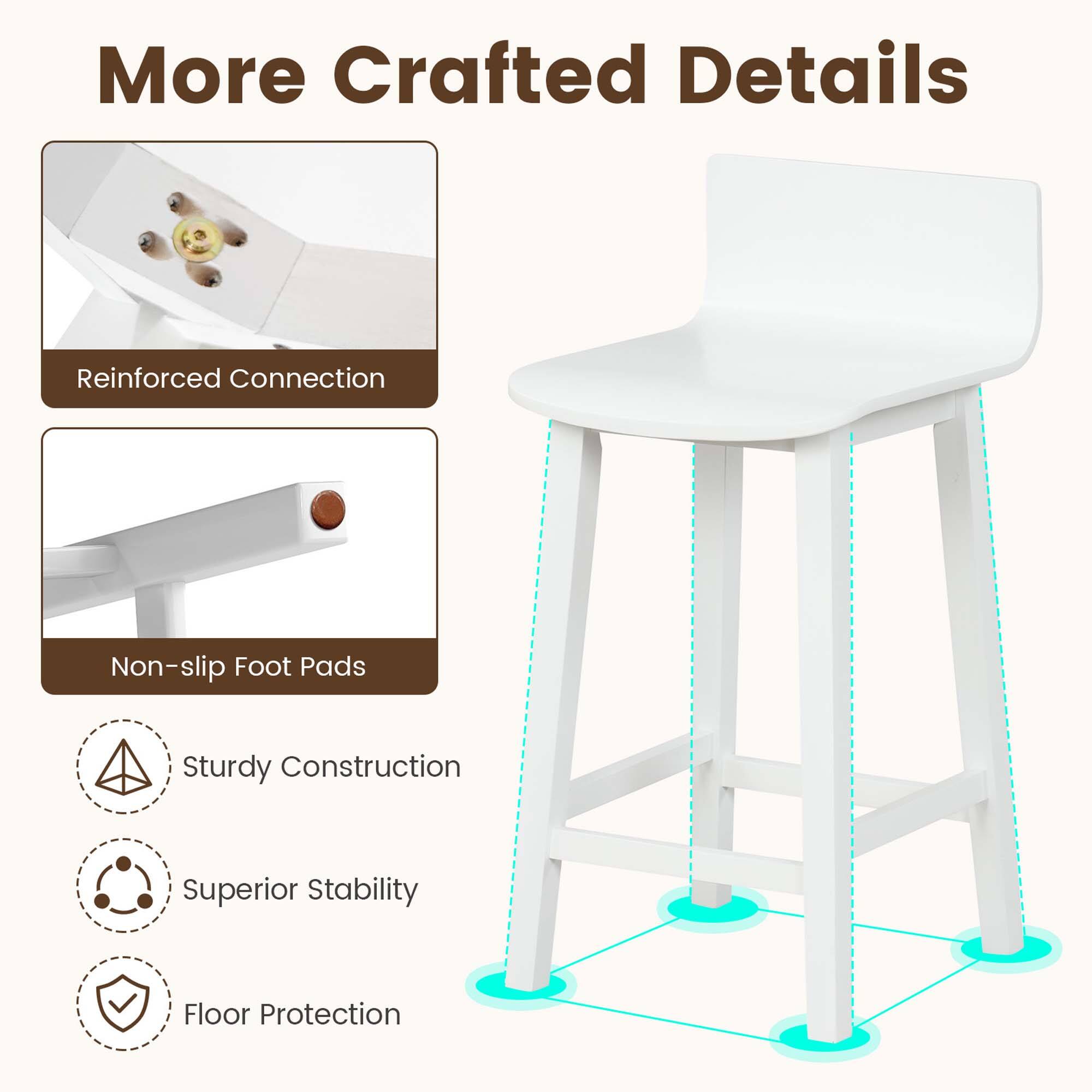 More Crafted Details Reinforced Connection Non-slip Foot Pads Sturdy Construction Superior Stability Floor Protection