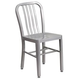 Emma + Oliver - Commercial Grade Colorful Metal Indoor-Outdoor Chair - Silver