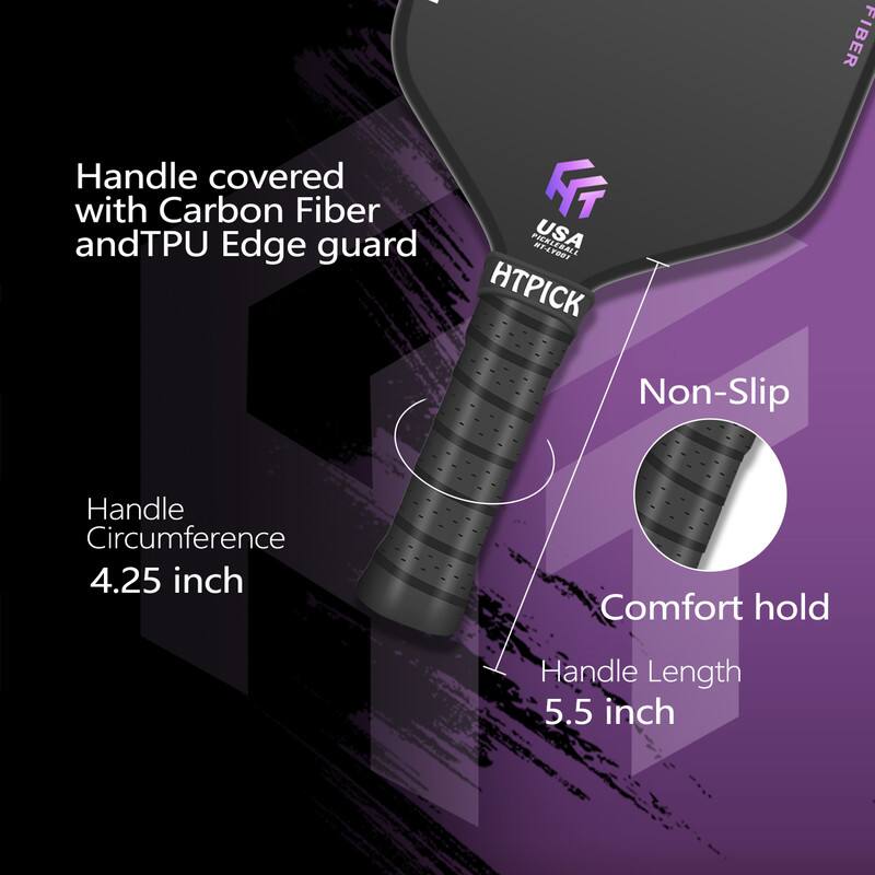 - Handle covered with Carbon Fiber and TPU Edge guard
- Handle Circumference: 4.25 inch
- Handle Length: 5.5 inch
- Non-Slip
- Comfort hold