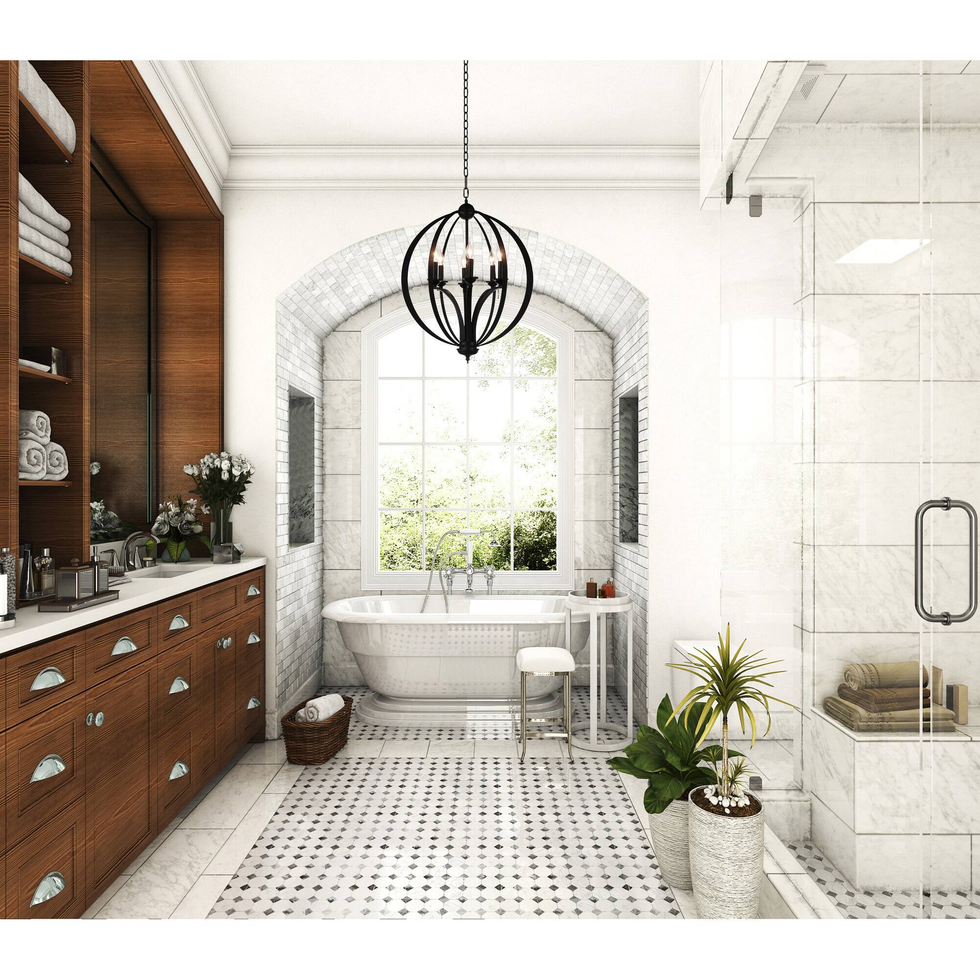 Angle. CWI Lighting - Drift 6 Light Up Chandelier With Black Finish - Black.