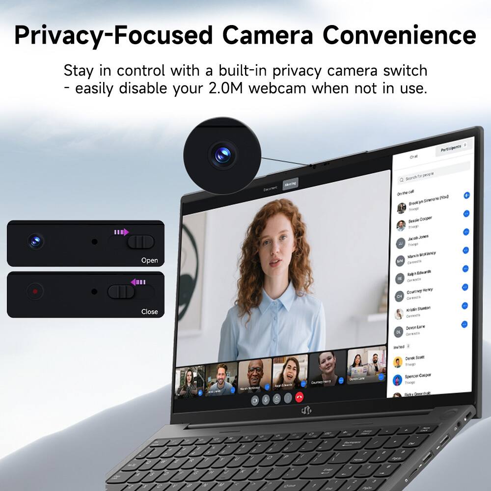 Privacy-Focused Camera Convenience

Stay in control with a built-in privacy camera switch - easily disable your 2.0M webcam when not in use.