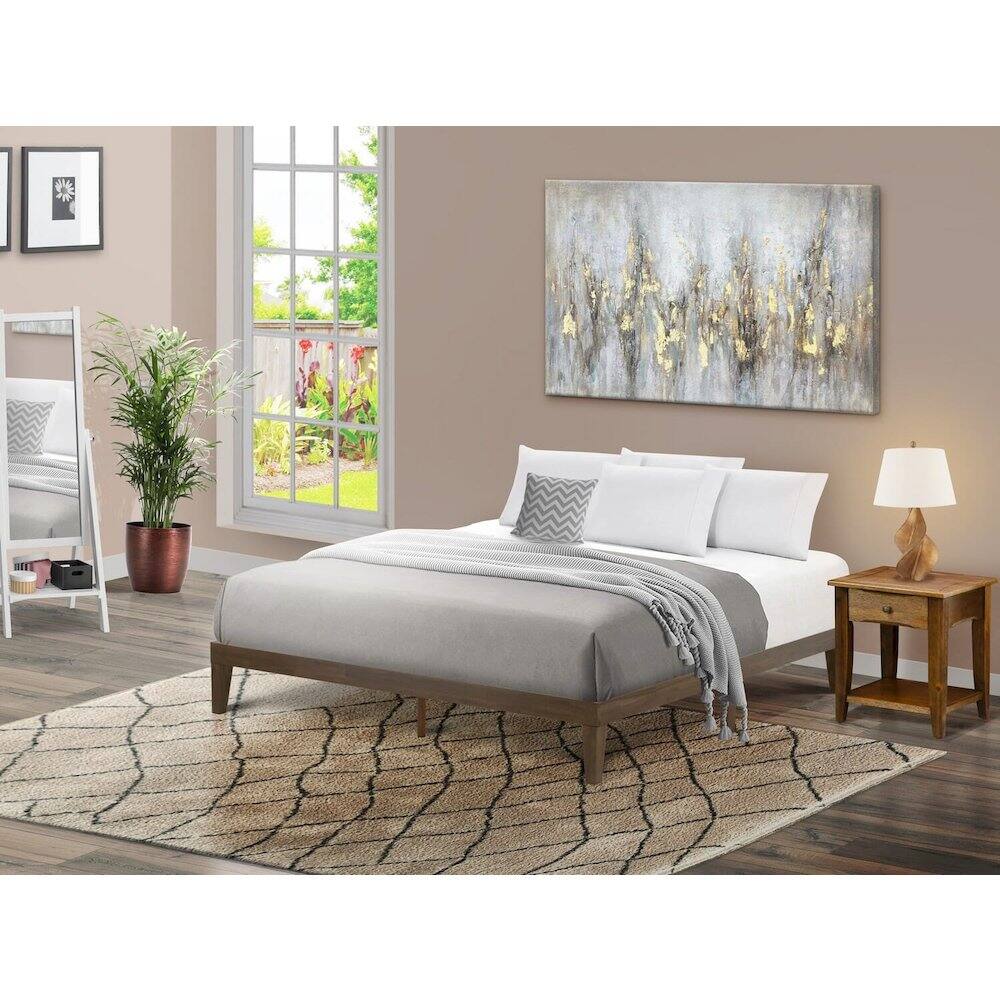 Alt View 6. East West Furniture - King Size Platform Bed with 4 Legs and 2 Extra Center Legs - Walnut Finish - Walnut.