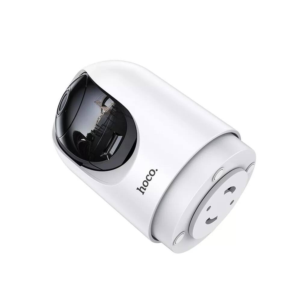 Left. hoco. - Hoco. D1 Indoor  HD Camera with Auto Motion Tracking, Sound & Motion Detection, 2-Way Audio, Night Vision, App Control - White.