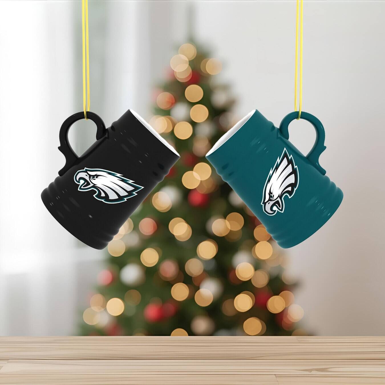 Alt View 1. Evergreen Enterprises - Philadelphia Eagles Two-Pack 3" Mini Stein Ornament Set - Multicolor.