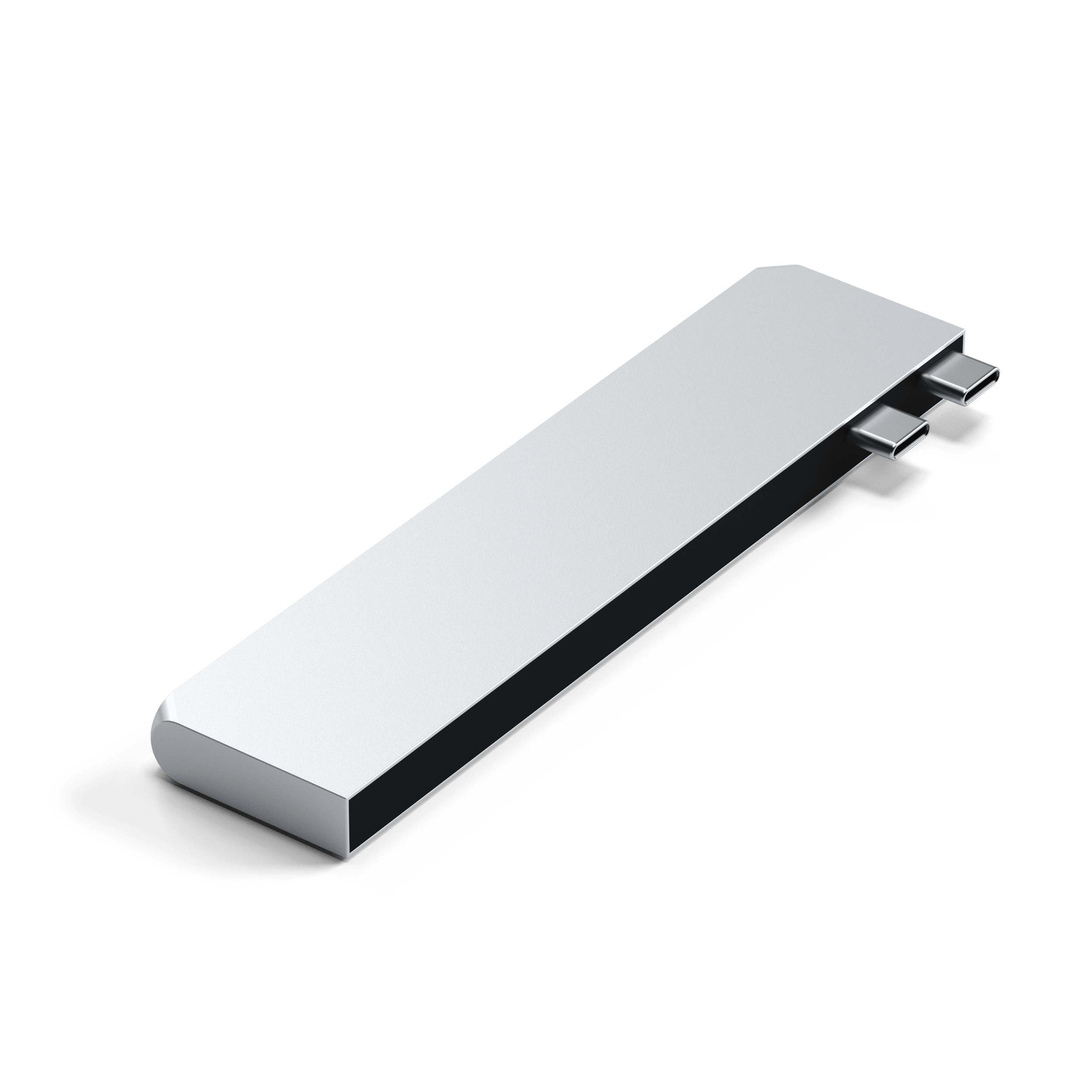 Alt View 4. Satechi - Pro Hub Slim 7-in-1 USB-C Multiport Adapter - 4K HDMI, USB4, 100W Charging, USB 3.2 Gen 2, SD/Micro - Silver.