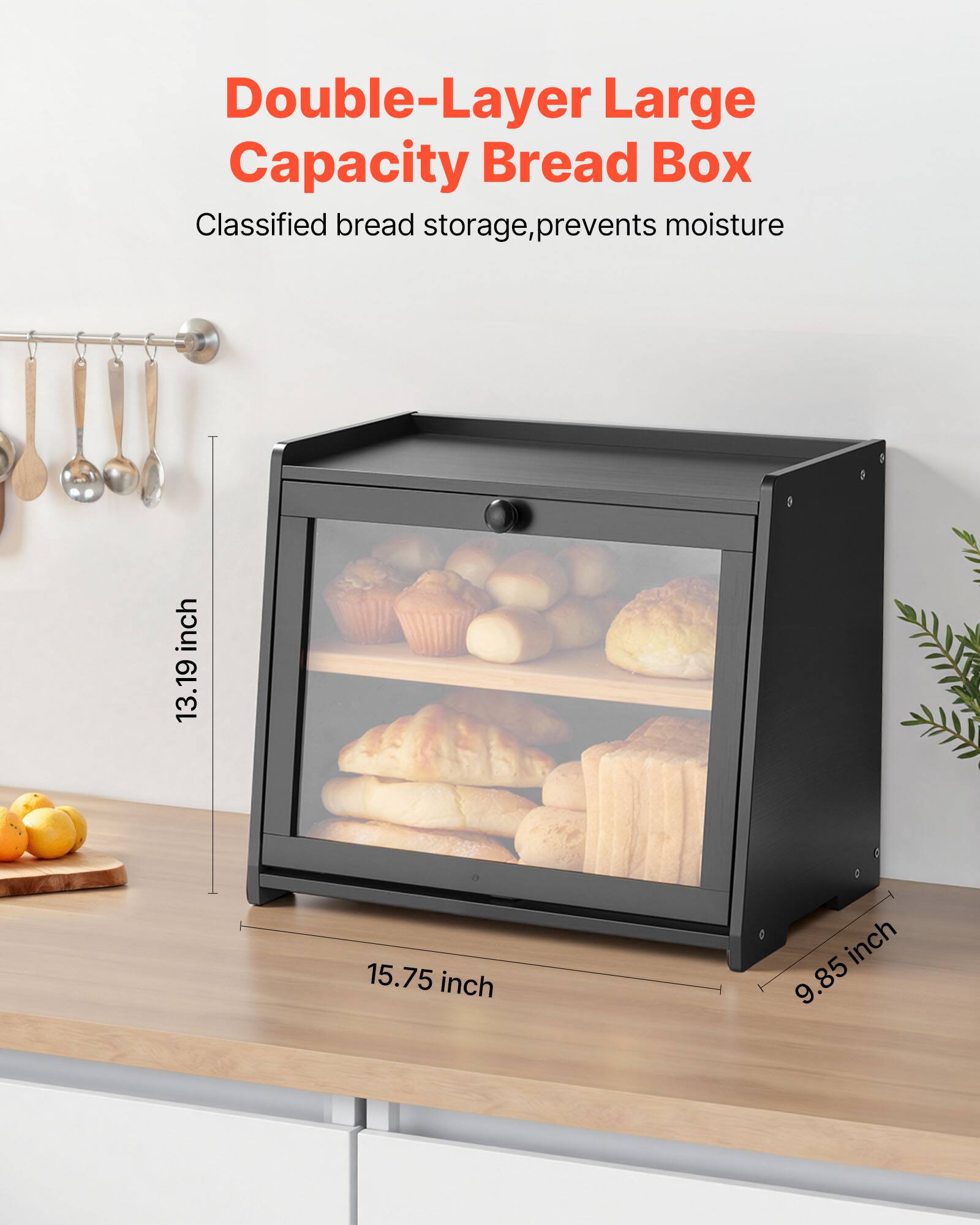 Double-Layer Large Capacity Bread Box

Classified bread storage, prevents moisture

Dimensions: 19 inches (height), 15.75 inches (width), 9.85 inches (depth)
