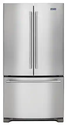 Front. Maytag - 36 in. wide 20 cu. ft. French Door Refrigerator with PowerCold Feature - Stainless steel.
